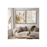 Harika bir ev |Soft Krem Çiçek Yazı Detaylı Soyut Kombin |Çerçeveli Cam Tablo 2Li Dikey,Siyah 40 x 60