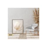 Harika bir ev | Soft | Krem Minimal Gül Modeli | Çerçeveli Cam Tablo Tekli Dikey,Gold 30 x 40