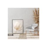 Harika bir ev | Soft | Krem Minimal Gül Modeli | Çerçeveli Cam Tablo Tekli Dikey,Gümüş 60 x 90