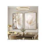 Harika bir ev |Soft| Krem Renk Gül Kombini |Çerçeveli Cam Tablo 2Li Dikey,Gold 20 x 30