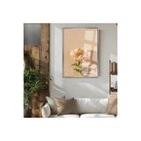 Harika bir ev |Soft Pempe Şakayık Çiçek (Elegant) |Çerçeveli Temperli Cam Tablo Tekli Dikey,Gümüş 50 x 70