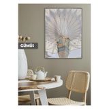 Harika bir ev |Soft Renk Dini Model |Çerçeveli Temperli Cam Tablo Tekli Dikey,Gümüş 40 x 60