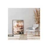 Harika bir ev |Soft| Şakayık Çiçek Modeli|Çerçeveli Cam Tablo Tekli Dikey,Gümüş 60 x 90