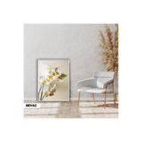 Harika bir ev |Soft|Sarı-Beyaz Orkide Modeli |Çerçeveli Cam Tablo Tekli Dikey,Beyaz 30 x 40