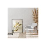 Harika bir ev |Soft|Sarı-Beyaz Orkide Modeli |Çerçeveli Cam Tablo Tekli Dikey,Gümüş 40 x 60