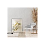 Harika bir ev |Soft|Sarı-Beyaz Orkide Modeli |Çerçeveli Cam Tablo Tekli Dikey,Siyah 60 x 90