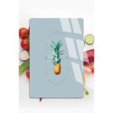 Harika bir ev |Yazı Detaylı Ananas Motifli |Çizilmez Cam Kesme Tahtası,Çok Renkli 30 x 40