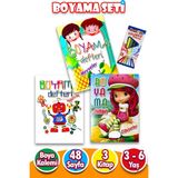 Harika Çocuk Yayınları 3'lü Eğitici Boyama Kitabı Seti 6'lı Kuru Boya 48 Sayfa Renkli Kırtasiye Ürünleri
