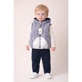 Harika Kids Erkek Bebek 3’lü Takım 9-24 Ay Şişme Yelek %100 Pamuk Sweatshirt Gabardin Pantolon - 2 Yaş - Lacivert