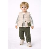 Harika KIDS Erkek Bebek 3’lü Takım 9-24 Ay Şişme Yelek %100 Pamuk Sweatshirt Kadife Pantolon