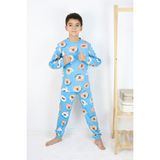 Harika Kids Erkek Çocuk Baskılı Interlok Kumaş Uzun Kollu Pijama Takımı - Açık Mavi - 8 - 9 Yaş