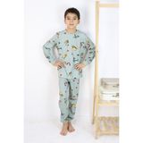 Harika Kids Erkek Çocuk Baskılı Interlok Kumaş Uzun Kollu Pijama Takımı - Açık Yeşil - 5 - 6 Yaş