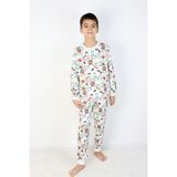 Harika Kids Erkek Çocuk Baskılı Interlok Kumaş Uzun Kollu Pijama Takımı - Gri - Beyaz - Siyah - 7 - 8 Yaş