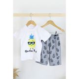 Harika Kids Erkek Çocuk Gözlük Model Pamuklu Şortlu 2'li Takım - 6 Ay - Beyaz