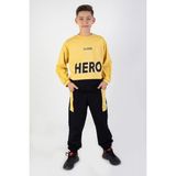 Harika Kids Erkek Çocuk Hero Baskılı Örme Basic Eşofman Takımı - 10 Yaş - Hardal