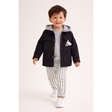 Harika Kids Erkek Çocuk Kapüşonlu Ceket-Sweatshirt-Çizgili Pantolon 3'lü Takım (2-5 Yaş) - 3 Yaş - Lacivert