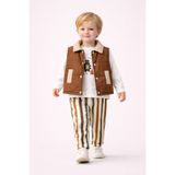 Harika KIDS Erkek Çocuk Yelek-Sweatshirt-Çizgili Pantolon 3'lü Takım (2-5 Yaş)