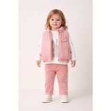 Harika Kids Kız Bebek 3’lü Takım 9-24 Ay Şişme Yelek %100 Pamuk Sweatshirt Gabardin Pantolon