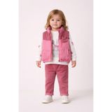 Harika KIDS Kız Bebek 3’lü Takım 9-24 Ay Şişme Yelek %100 Pamuk Sweatshirt Kadife Pantolon