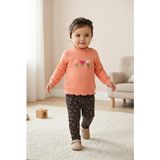 Harika Kids Kız Bebek Pamuklu Eşofman Takımı Saç Bandanalı Iki Iplik Rahat Kalıp - 10 - 12 Ay - Somon