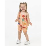 Harika Kids Kız Bebek Tunik Model Şortlu Alt-Üst Takım - 9 Ay - Turuncu
