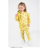 Harika Kids Kız Bebek&çocuk Iki Iplik Kumaş Kiraz Desenli Orta Kalınlıkta Örme Basic Oversize Alt Üst Eşofman Takımı - Sarı - 6 Ay