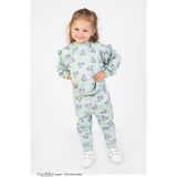 Harika Kids Kız Bebek&çocuk Iki Iplik Kumaş Kiraz Desenli Orta Kalınlıkta Örme Basic Oversize Alt Üst Eşofman Takımı - Yeşil - 6 Ay