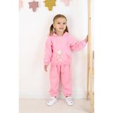 Harika Kids Kız Çocuk Ayıcık Oyuncaklı 3 Iplik Şardonlu Kapşonlu Eşofman Takımı - Pembe - 4 - 5 Yaş