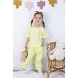 Harika Kids Kız Çocuk Keten Şortlu Nakışlı Şortlu Ikili Takım - 1 Yaş - Sarı