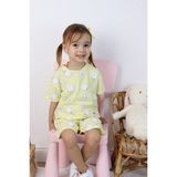 Harika Kids Kız Çocuk Tavşan-Çiçek Baskılı Şortlu Ikili Takım - 2 Yaş - Sarı
