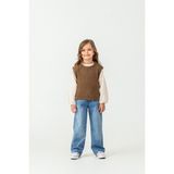 Harika Kids Kız Çocuk Triko Yelek-Gömlek-Kot Pantolon 3'lü Takım - Koyu Kahverengi - 5 - 6 Yaş