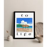 Harikabirev Çerçevesiz Çerçeve Görünümlü Mdf Tablo (To Life) 1 |çtkmdf - 20 x 30 - Altın - Mavi - Yeşil