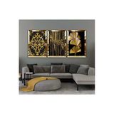Harikabirev |Gold-Siyah Zebra Desenli Kombini |Pleksi Çerçeveli Mdf Tablo 3Dky
