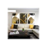 Harikabirev Harikabirev|Beyaz-Gri-Gold Soft Renk Soyut Set 01 |Çerçeveli Cam Tablo 3Lü Dikey