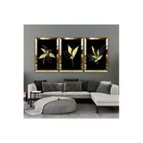 Harikabirev Harikabirev|Gold-Siyah Çiçek Kombini 03|Pleksi Çerçeveli Mdf Tablo Krfz