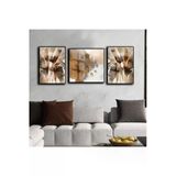 Harikabirev Harikabirev|Kahverengi-Krem Mantar Desenli Abstract Modeli |Çerçeveli Saatli Cam Tablo