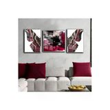 Harikabirev Harikabirev|Kırmızı-Siyah Soft Abstract Kelebek Kombini 01 |Çerçeveli Saatli Cam Tablo