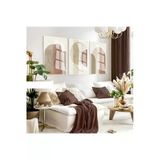 Harikabirev Harikabirev|Krem-Ekru-Bej Soft Renk Bohem Set 34 Minimalist |Çerçeveli Cam Tablo 3Lü Dikey