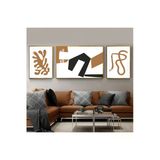 Harikabirev Harikabirev|Siyah-Turuncu Soft Soyut Abstract Kombini 01 |Çerçeveli Temperli Cam Tablo 3Lü Yatay