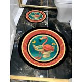Harikabirev|banyo ve Tuvalet Yuvarlak Paspası Gazete Okuyan Flamingoı Motifi Modern |yvrlkpsps - Krem - Gri
