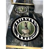 Harikabirev|banyo ve Tuvalet Yuvarlak Paspası Gazete Okuyan Zebra Modern |yvrlkpsps - Krem - Gri