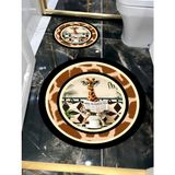 Harikabirev|banyo ve Tuvalet Yuvarlak Paspası Gazete Okuyan Zürafa Motifi Modern |yvrlkpsps - Krem - Gri
