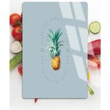 Harikabirev|yazı Detaylı Ananas Motifli |çizilmez Cam Kesme Tahtası - 20 x 30 cm