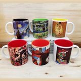 Harikapoli Dali, Van Gogh, Picasso, Kandinsky, Gustav Klimt, Monet Tasarımlı 6'lı İçi Renkli Kupa Seti - 1 Adet - 330 ml