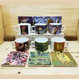 Harikapoli Dali, Van Gogh, Picasso, Kandinsky, Klimt, Monet Tasarımlı 6'lı Fincan ve Taş Bardak Altlığı Seti - 1 Adet - Renkli - 190 ml