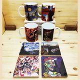 Harikapoli Dali, Van Gogh, Picasso, Kandinsky Tasarımlı 4'lü Kupa Bardak Mug ve Taş Bardak Altlığı Seti - 1 Adet - Renkli - 330 ml