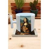 Harikapoli Kediler ve Sanat/leonardo Da Vinci Mona Lisa Set 9 - T Kulplu Fincan Kupa-Taş Bardak Altlığı 1 - Karışık İşleme