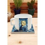 Harikapoli Kediler ve Sanat/van Gogh Yıldızlı Gece The Starry Night Set 4 - Fincan Kupa-Taş Bardak Altlığı 5 - Karışık İşleme