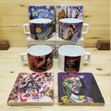 Harikapoli Van Gogh, Dali, Picasso, Kandinsky Çay Kahve Fincanı ve Traverten Bardak Altlığı 4'lü Hediyelik Set - 1 Adet - Renkli - 330 ml