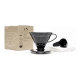 Hario V60 02 Siyah Şeffaf Plastik Dripper ve 40'lı Filtre Kağıdı Seti - 1 Adet
